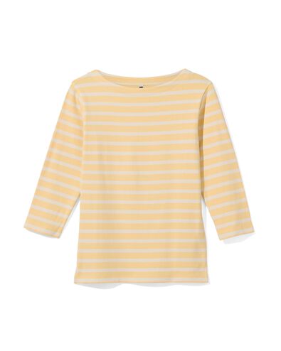 dames t-shirt Cara met boothals en strepen geel