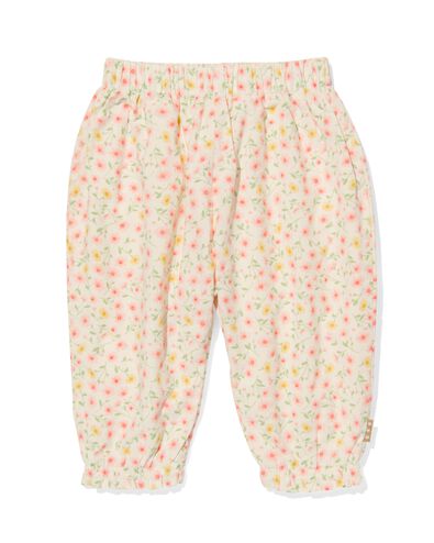 newborn broek biologisch katoen met bloemen gebroken wit