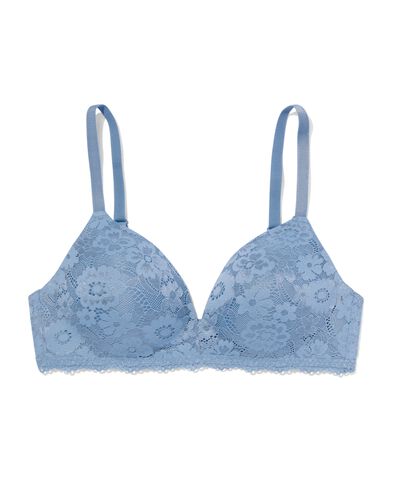 voorgevormde bh met kant zonder beugel blauw