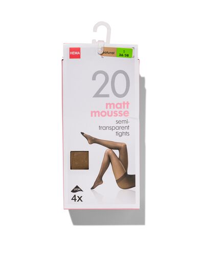4-pak pantys mat halfdoorschijnend 20 denier naturel