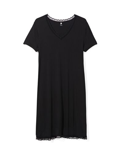 damesnachthemd viscose met kant zwart
