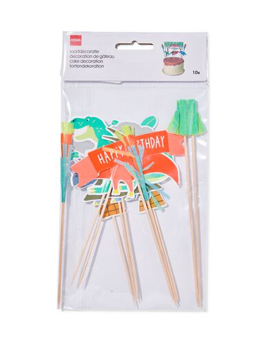 taartdecoratie prikkers dino - 10 stuks