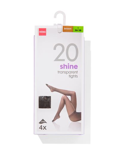 panty's glans transparant 20 denier - 4 stuks bruin