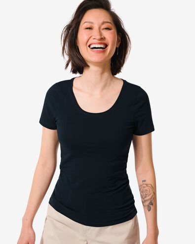 dames t-shirt donkerblauw