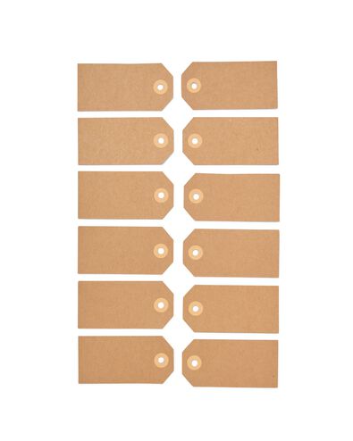 cadeaulabels karton 8x4 kraft - 12 stuks