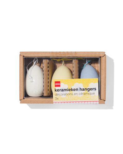 keramieken hangers 3D eieren 4 cm- 3 stuks