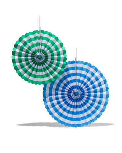 waaiers papier blauw/groen - 2 stuks