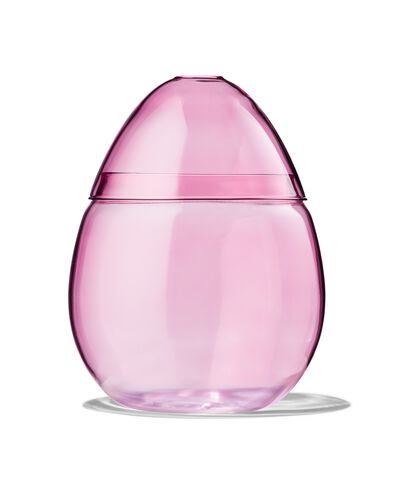 ei glas met deksel roze 20cm