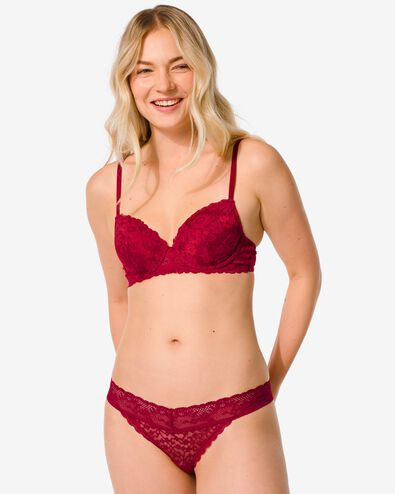 damesstring met kant rood