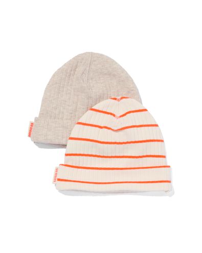 babymutsen rib met bamboe strepen - 2 stuks