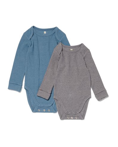 meegroei rompers rib met bamboe stretch - 2 stuks blauw
