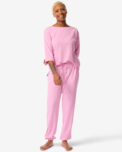 damespyjamabroek met katoen&nbsp; fluor roze