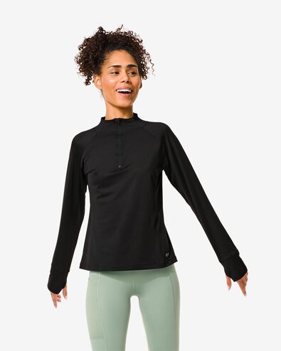 dames fleece sportshirt zwart