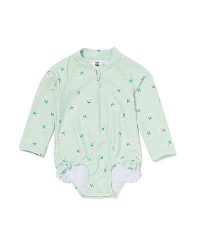 baby badpak bloemen lichtgroen