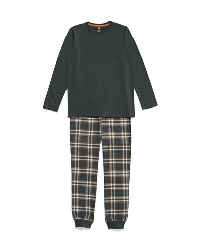 kinder pyjama flanel/jersey met ruiten donkergrijs