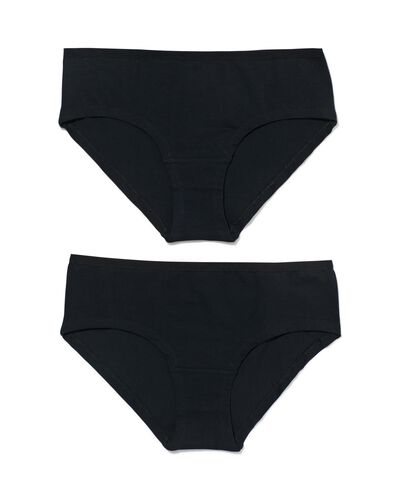 dames hipsters stretch katoen - 2 stuks zwart
