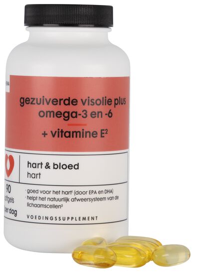gezuiverde visolie plus omega-3 en -6 + vitamine E&sup2; - 90 stuks