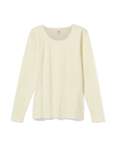 dames t-shirt o-hals lange mouw gebroken wit