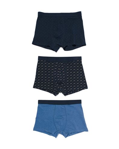 korte herenboxers katoen stretch - 3 stuks donkerblauw