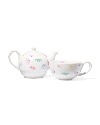 theepot met mok keramiek bloemen