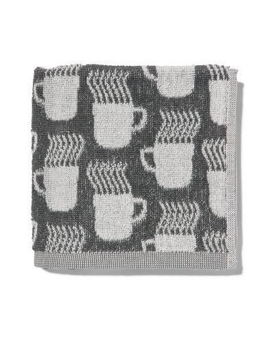 keukendoek 50x50 katoen grijs met koffiemokken