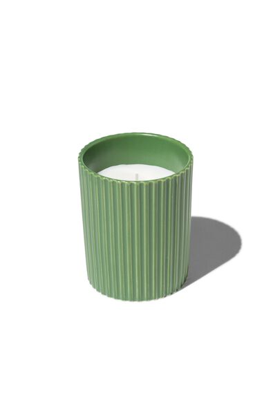 kaars in ribbelvaas &Oslash;7.5x10 groen