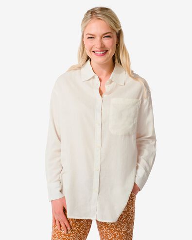 dames blouse Lizzy met linnen wit