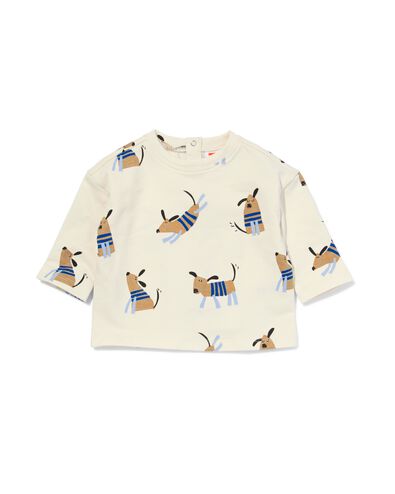 newborn sweat t-shirt met hond ecru