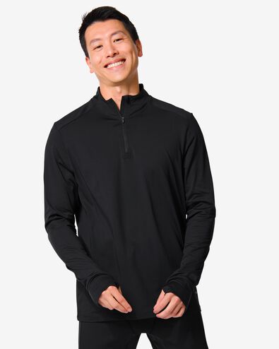 heren fleece sportshirt zwart