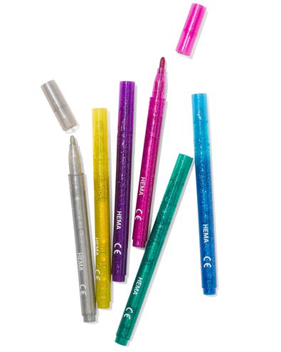 glitter stiften - 6 stuks