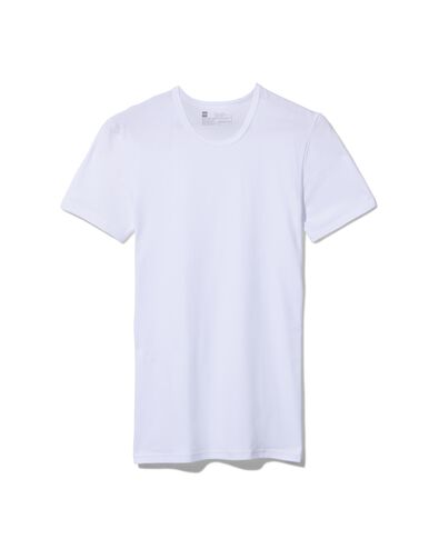 heren ondershirt slim fit o-hals naadloos - 2 stuks wit