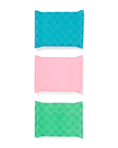 wasbare sponzen groen/roze/blauw 9x12x2 - 3 stuks