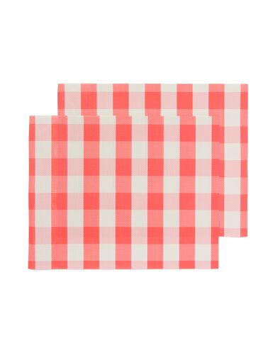 placemats geweven plastic 35x45 rood met ruiten - 2 stuks