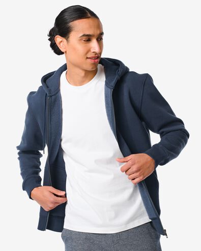 herensweatvest met capuchon donkerblauw