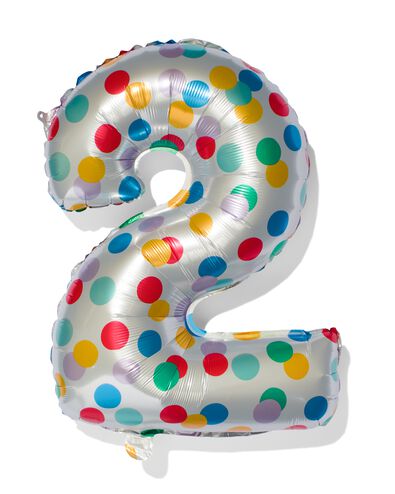 folieballon met confetti XL cijfer 2