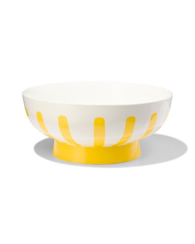 saladeschaal op voet &Oslash;26cm Tafelgenoten new bone wit met geel