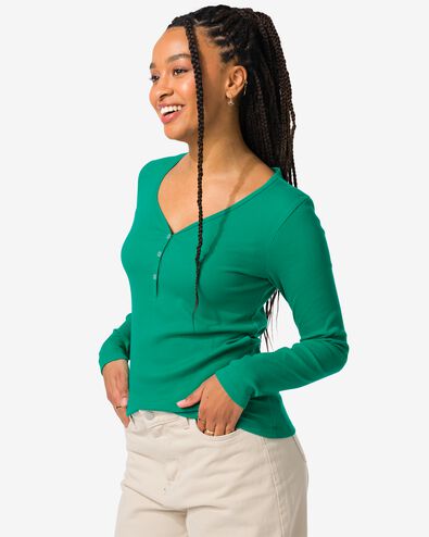 dames t-shirt Clara rib groen