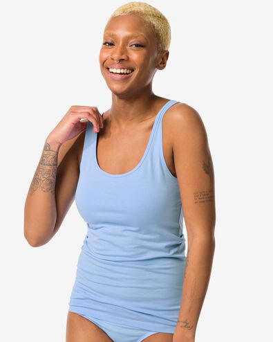 dameshemd stretch katoen blauw