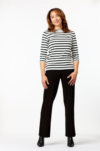 dames t-shirt streep boothals zwart/wit