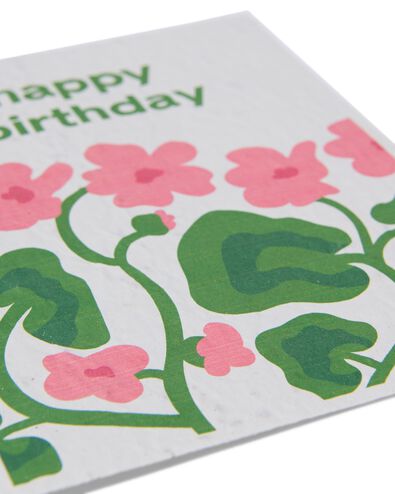 wenskaart 'happy birthday' met bloemenzaadjes