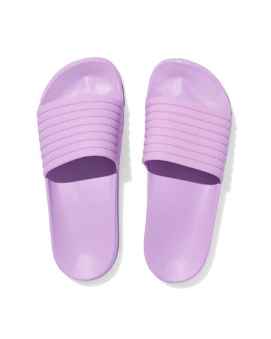 kinder badslippers met ribbelband paars