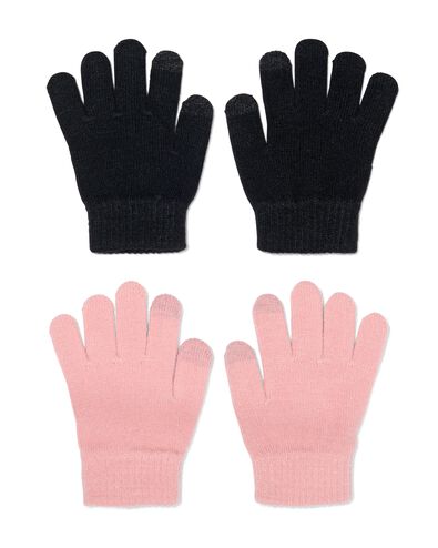 kinder handschoenen met touchscreen gebreid - 2 paar roze