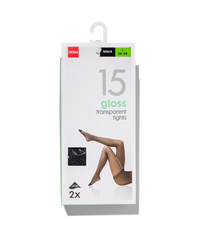pantys glanzend 15denier - 2 stuks zwart
