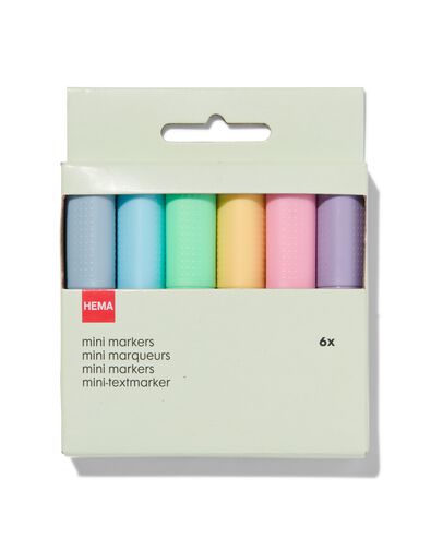 mini markers pastel - 6 stuks