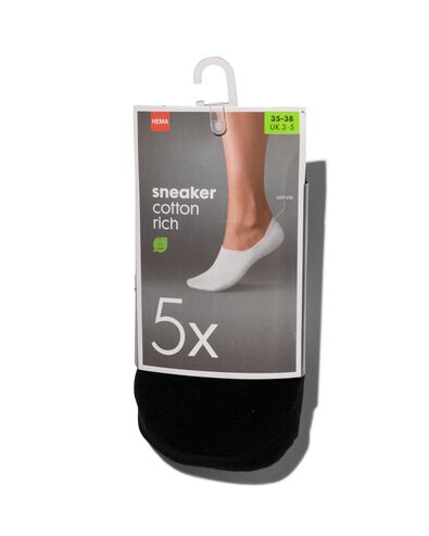 sneakersokken 5 paar zwart