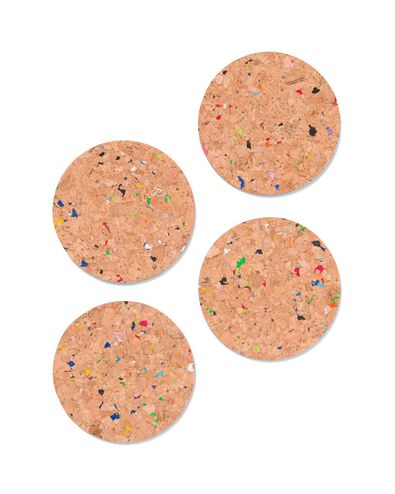 onderzetters &Oslash; 9.5 cm kurk recycled terrazzo - 4 stuks