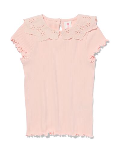 kinder t-shirt met ajour kraag lichtroze