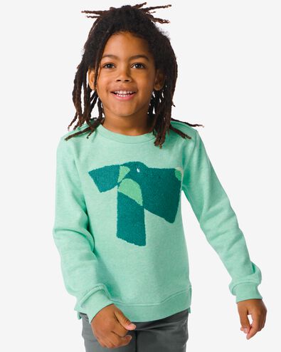 kindersweater met badstof hond groen