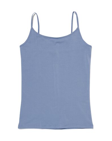dameshemd spaghettibandjes katoen/stretch blauw