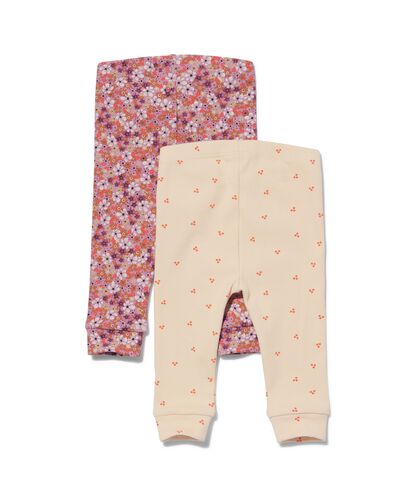 baby leggings rib bloemen - 2 stuks roze